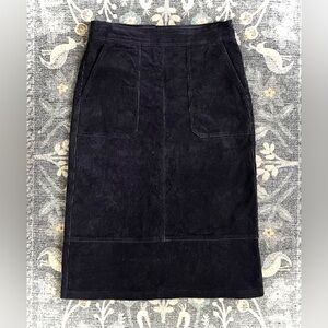 Boden midi corduroy navy blue two front pocket back zip pencil skirt